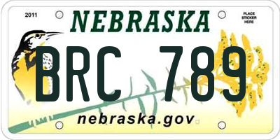 NE license plate BRC789