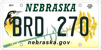 NE license plate BRD270