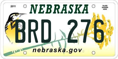 NE license plate BRD276