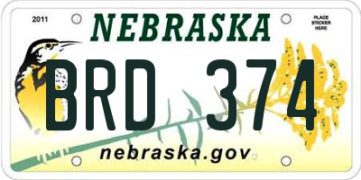 NE license plate BRD374