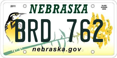 NE license plate BRD762