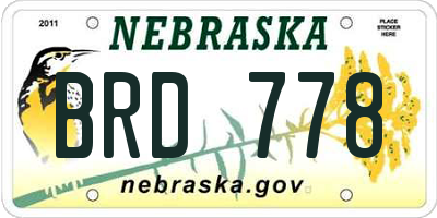 NE license plate BRD778