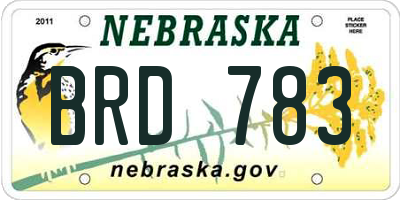 NE license plate BRD783