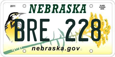 NE license plate BRE228