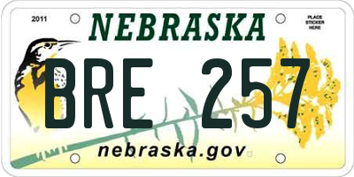 NE license plate BRE257