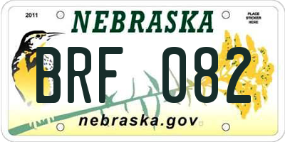 NE license plate BRF082