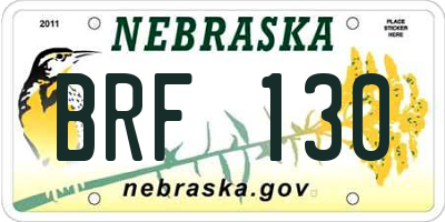 NE license plate BRF130