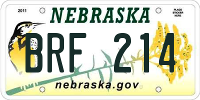 NE license plate BRF214