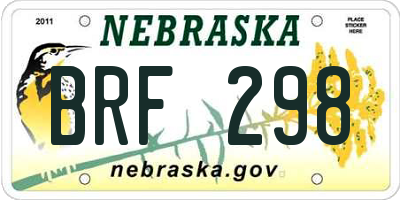 NE license plate BRF298