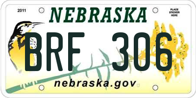 NE license plate BRF306