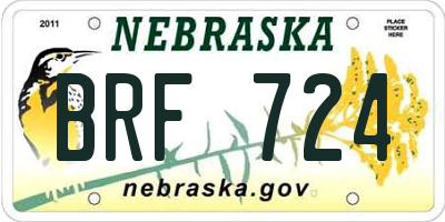 NE license plate BRF724