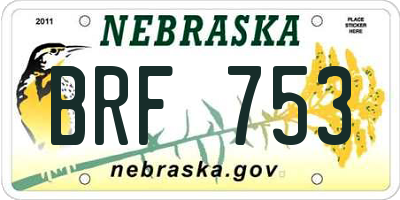 NE license plate BRF753