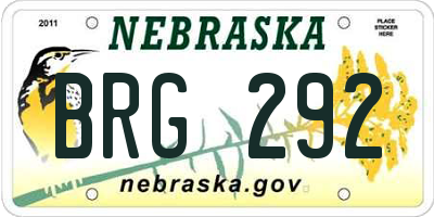 NE license plate BRG292