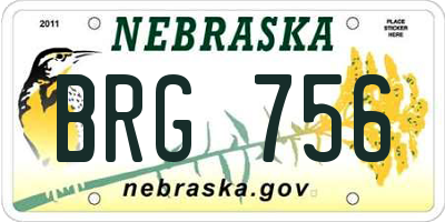 NE license plate BRG756