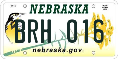 NE license plate BRH016