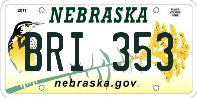 NE license plate BRI353