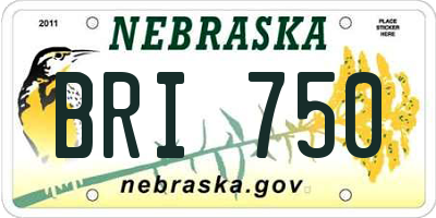 NE license plate BRI750