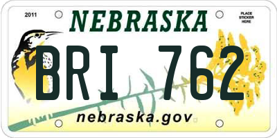 NE license plate BRI762