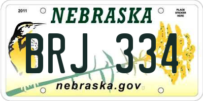 NE license plate BRJ334