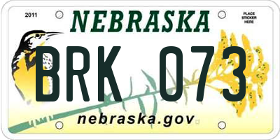 NE license plate BRK073