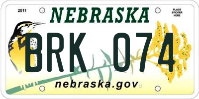 NE license plate BRK074