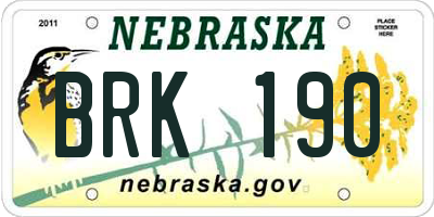 NE license plate BRK190