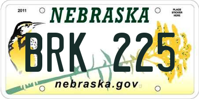 NE license plate BRK225