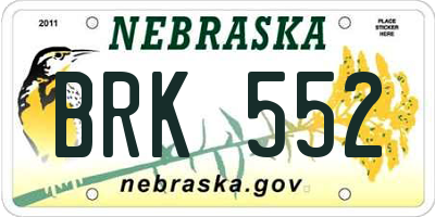 NE license plate BRK552