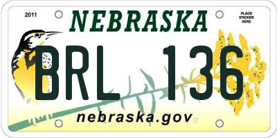 NE license plate BRL136