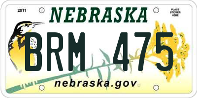 NE license plate BRM475