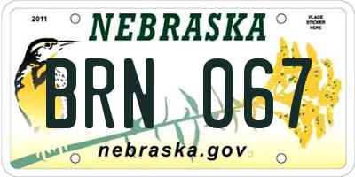 NE license plate BRN067