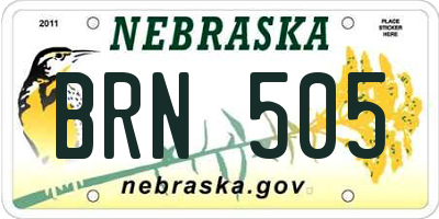 NE license plate BRN505
