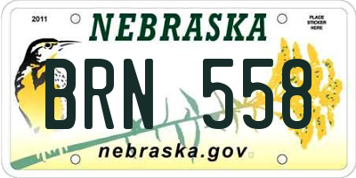 NE license plate BRN558