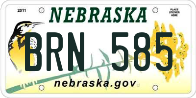 NE license plate BRN585