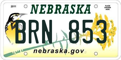 NE license plate BRN853