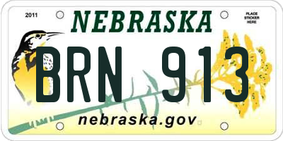 NE license plate BRN913