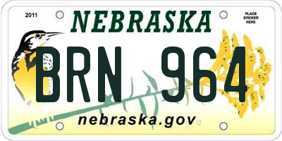 NE license plate BRN964