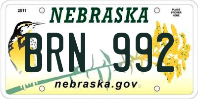 NE license plate BRN992