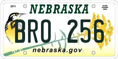 NE license plate BRO256