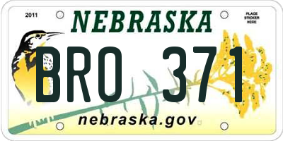 NE license plate BRO371