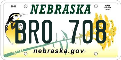 NE license plate BRO708