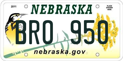 NE license plate BRO950
