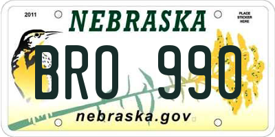 NE license plate BRO990