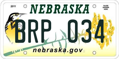 NE license plate BRP034