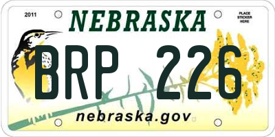 NE license plate BRP226