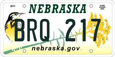 NE license plate BRQ217