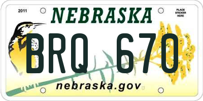 NE license plate BRQ670