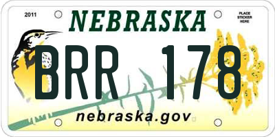 NE license plate BRR178