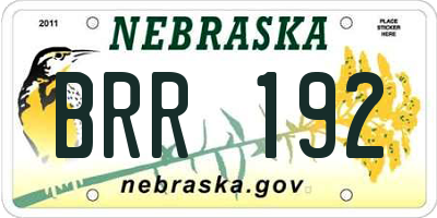 NE license plate BRR192