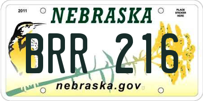 NE license plate BRR216